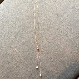 Handmade Bolo Style Gold and Pearl Drop Necklace